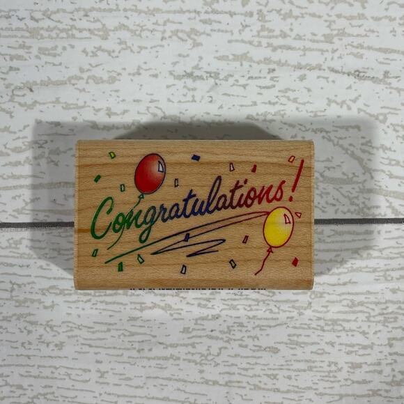 Wood and Rubber Stamp 7 Piece Thank you and Congratulations Bundle - Picture 8 of 11